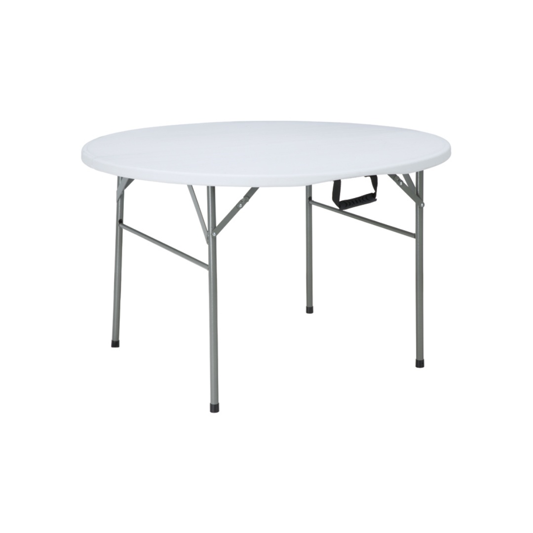 Simple Design 10 Seater Round Plastic Foldable Table Banquet 5FT White Round Folding Dining Table for Events Wedding Party